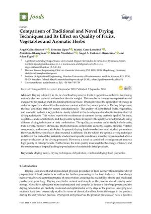 Comparison of Traditional and Novel Drying Techniques and Its Effect On