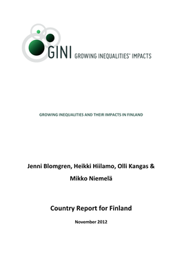 Country Report for Finland