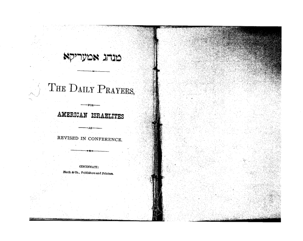 Minhag Amerika, the Daily Prayers for American Israelites As
