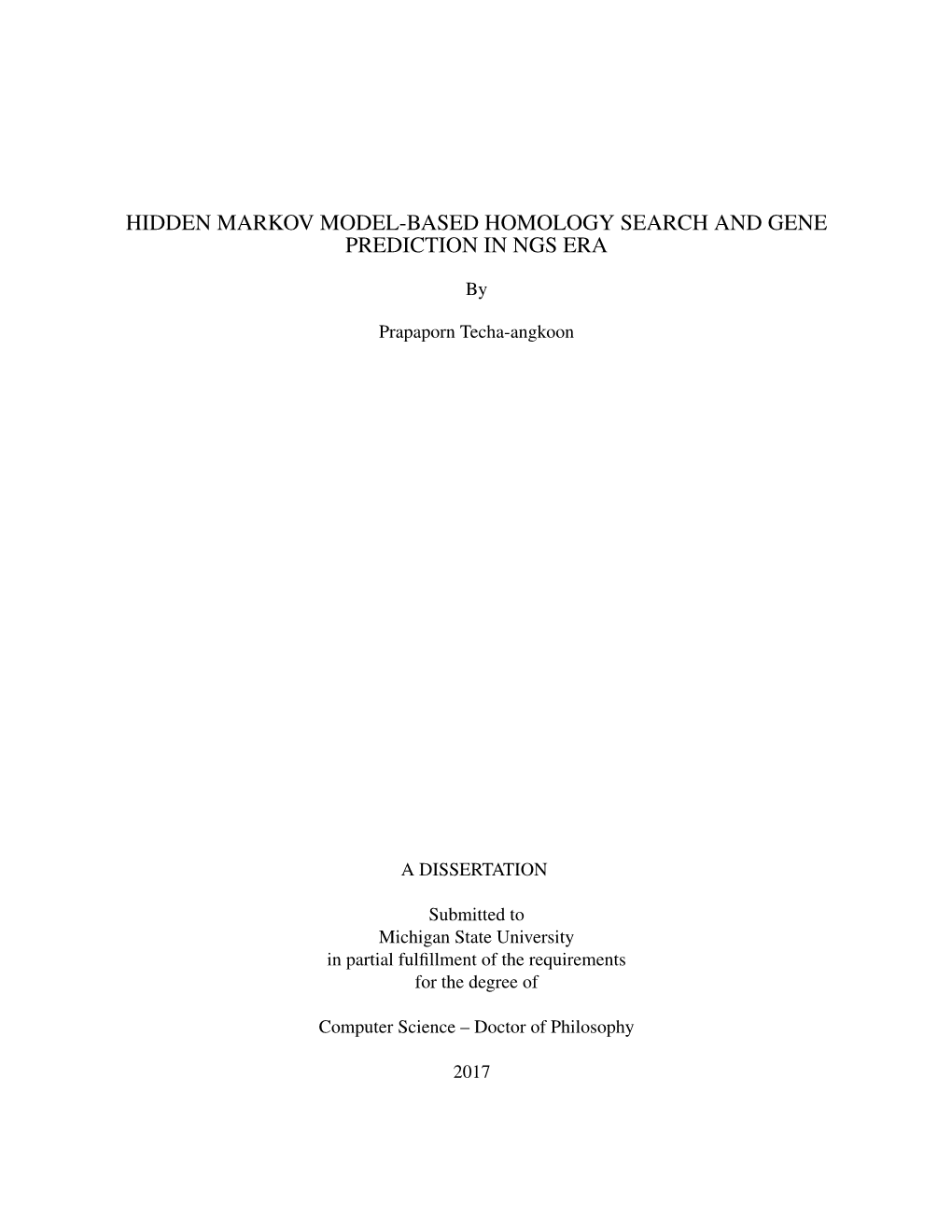 Hidden Markov Model-Based Homology Search and Gene Prediction in Ngs Era