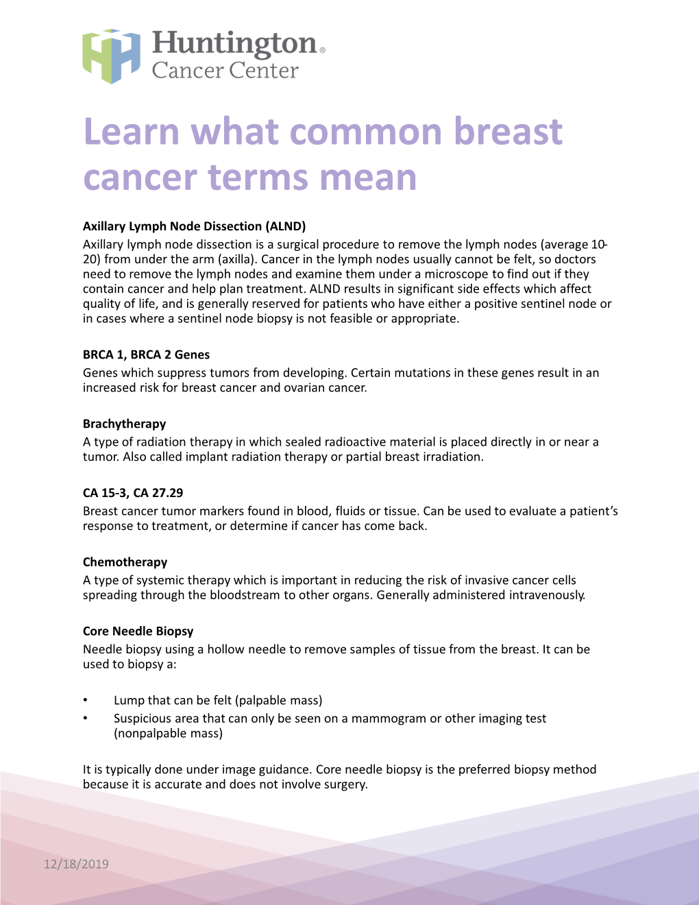 Breast Cancer Terms Explained