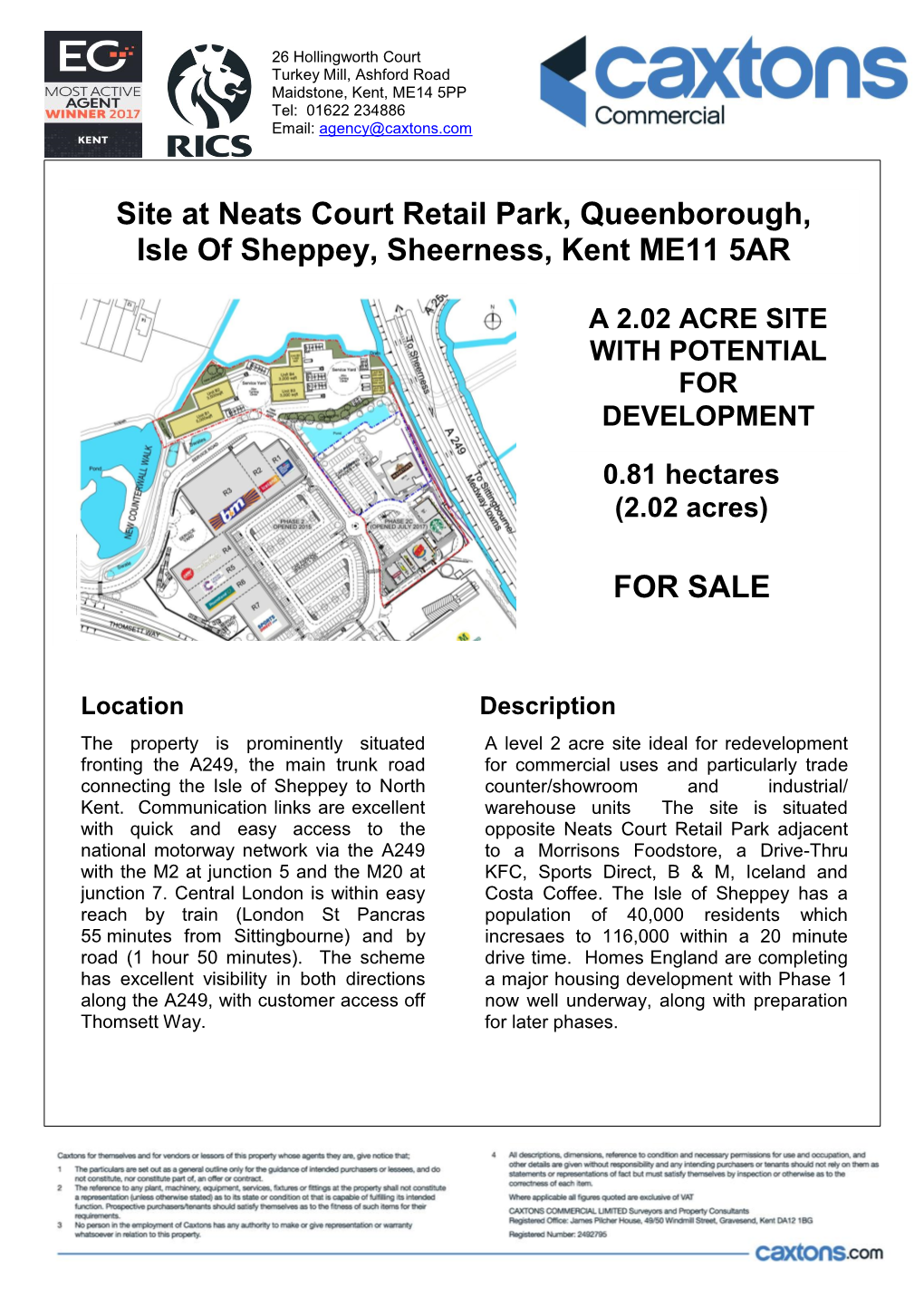 FOR SALE Site at Neats Court Retail Park, Queenborough, Isle Of