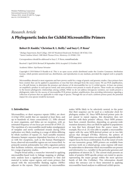 Research Article a Phylogenetic Index for Cichlid Microsatellite Primers
