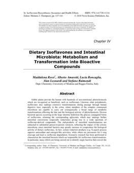 Dietary Isoflavones and Intestinal Microbiota: Metabolism and Transformation Into Bioactive Compounds