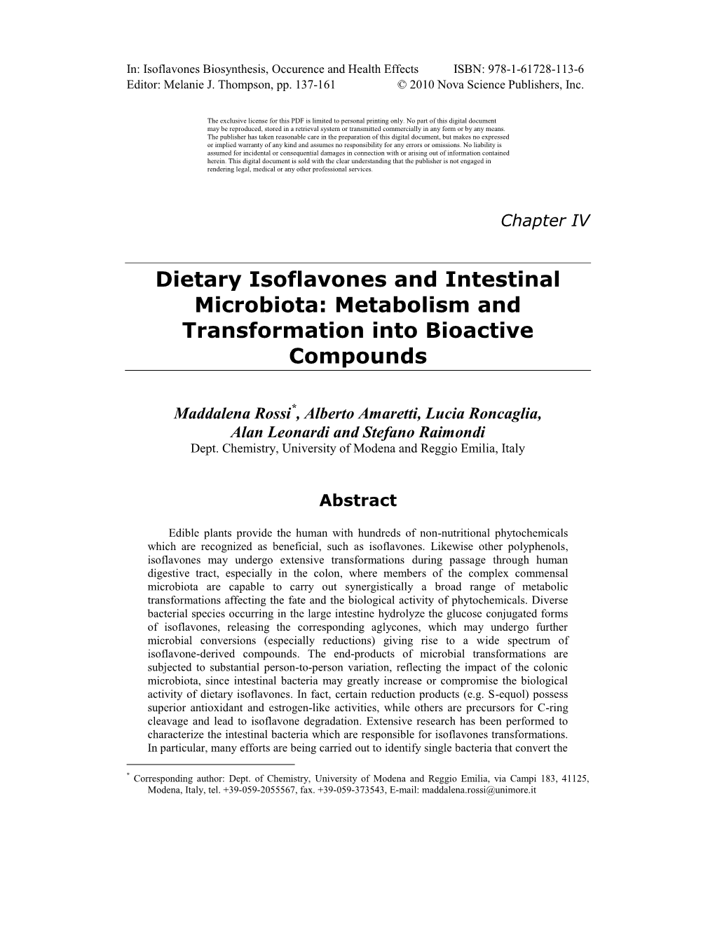 Dietary Isoflavones and Intestinal Microbiota: Metabolism and Transformation Into Bioactive Compounds