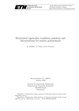 Structured Eigenvalue Condition Numbers and Linearizations for Matrix Polynomials