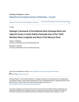 Geologic Framework of the Niobrara River Drainage Basin and Adjacent