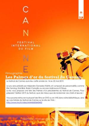 Les Palmes D'or Du Festival De Cannes