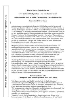Updated Position Paper on the New EU Pesticides Legislation
