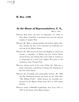 H. Res. 1109 in the House of Representatives, U