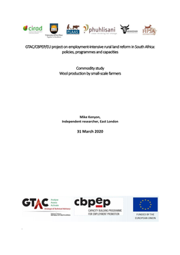 GTAC/CBPEP/EU Project on Employment-Intensive Rural Land Reform in South Africa: Policies, Programmes and Capacities