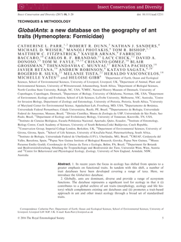 Globalants: a New Database on the Geography of Ant Traits (Hymenoptera: Formicidae)