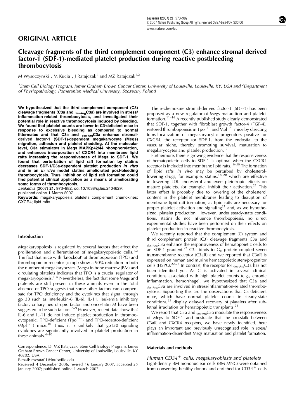 Cleavage Fragments of the Third Complement Component (C3