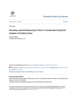 Decoding Judicial Reasoning in China: a Comparative Empirical Analysis of Guiding Cases