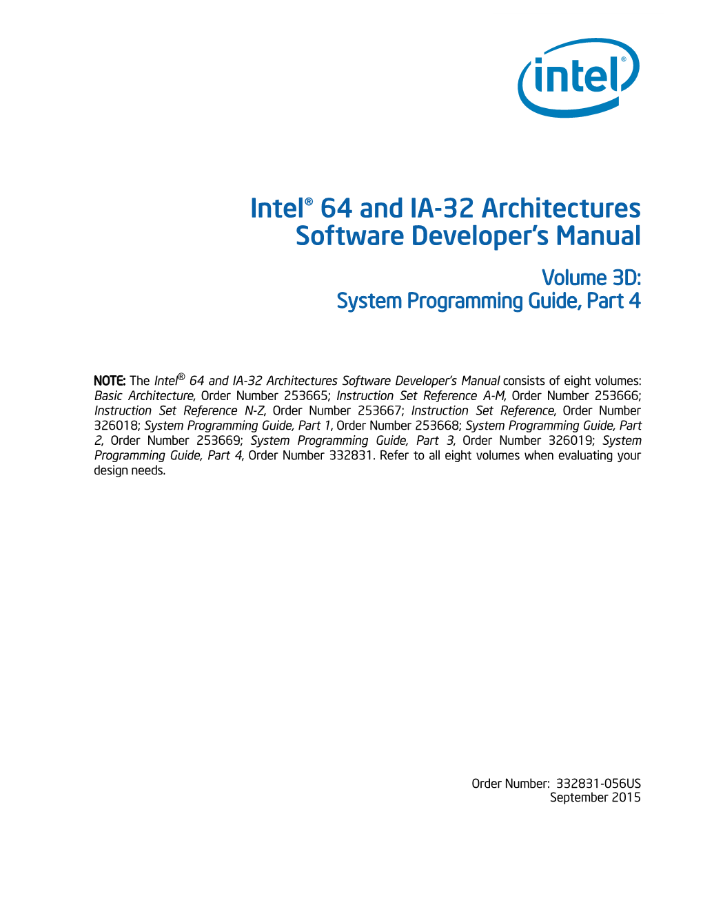 Intel® 64 and IA-32 Architectures Software Developer's Manual