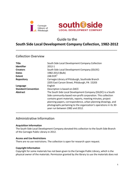 Guide to the South Side Local Development Company Collection, 1982-2012 ______
