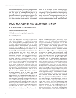Covid19, Cyclones and Sea Turtles in India