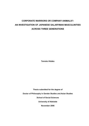 Corporate Warriors Or Company Animals? : an Investigation Of