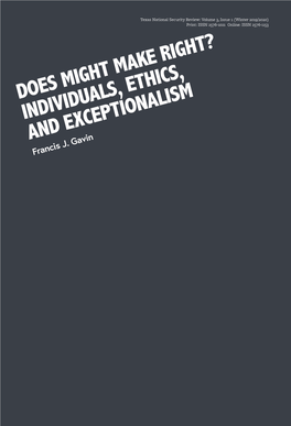 INDIVIDUALS, ETHICS, and EXCEPTIONALISM Francis J