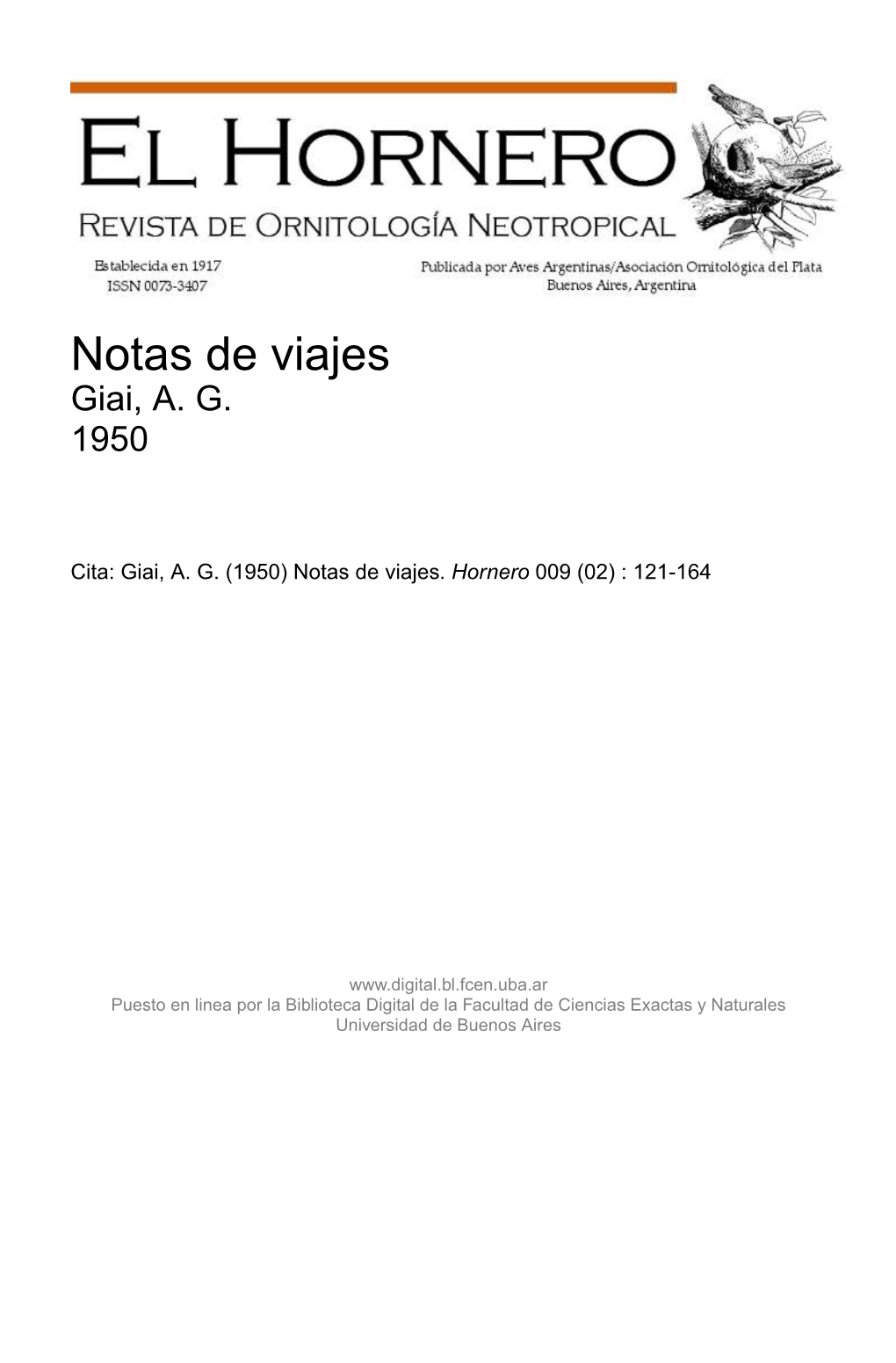 Notas De Viajes Giai, A