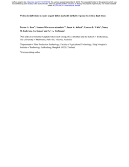 Wolbachia Infections in Aedes Aegypti Differ Markedly in Their Response to Cyclical Heat Stress