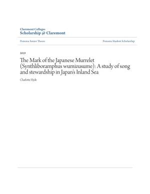 The Mark of the Japanese Murrelet (Synthliboramphus Wumizusume): a Study of Song and Stewardship in Japan’S Inland Sea
