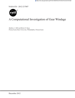 A Computational Investigation of Gear Windage