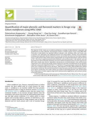Quantification of Major Phenolic and Flavonoid Markers In