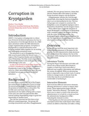 Corruption in Kryptgarden Is a Three- Aid