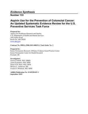Aspirin Use for the Prevention of Colorectal Cancer: an Updated Systematic Evidence Review for the U.S