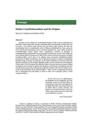 Italian Constitutionalism and Its Origins