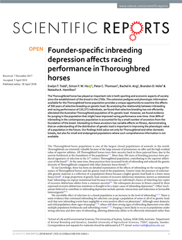 Founder-Specific Inbreeding Depression Affects Racing Performance in Thoroughbred Horses
