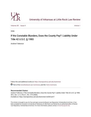 If the Constable Blunders, Does the County Pay?: Liability Under Title 42 U.S.C