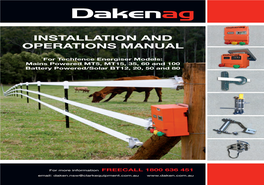 Daken Ag Installation Manual MT BT