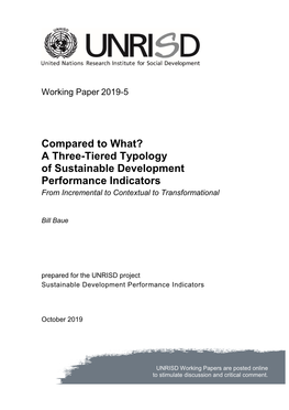 Compared to What? a Three-Tiered Typology of Sustainable Development Performance Indicators from Incremental to Contextual to Transformational