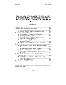 A Retrospective of Redevelopment Policies in New York State