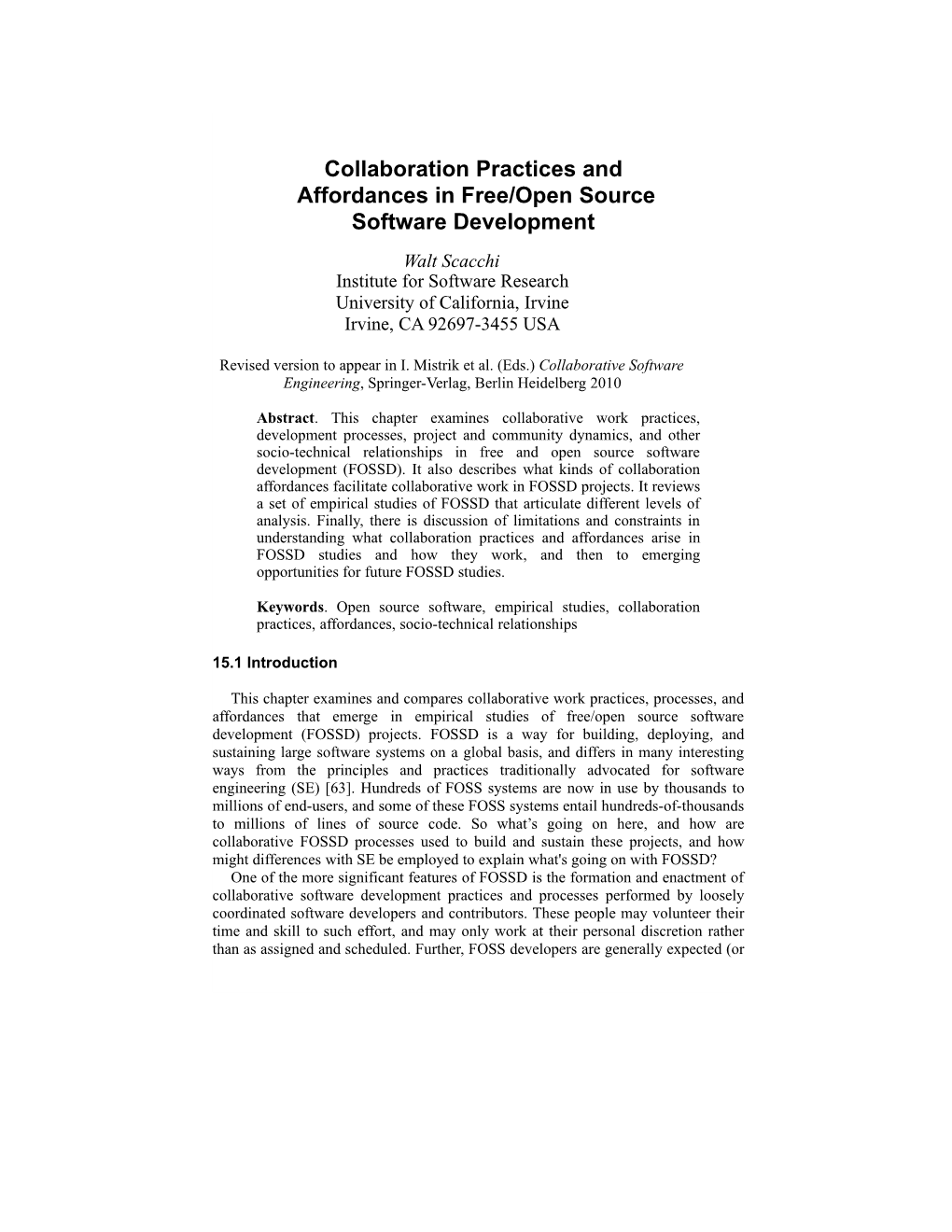 Collaboration Practices and Affordances in Free/Open Source