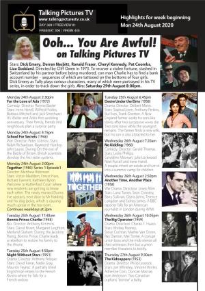 Ooh... You Are Awful! on Talking Pictures TV Stars: Dick Emery, Derren Nesbitt, Ronald Fraser, Cheryl Kennedy, Pat Coombs, Liza Goddard