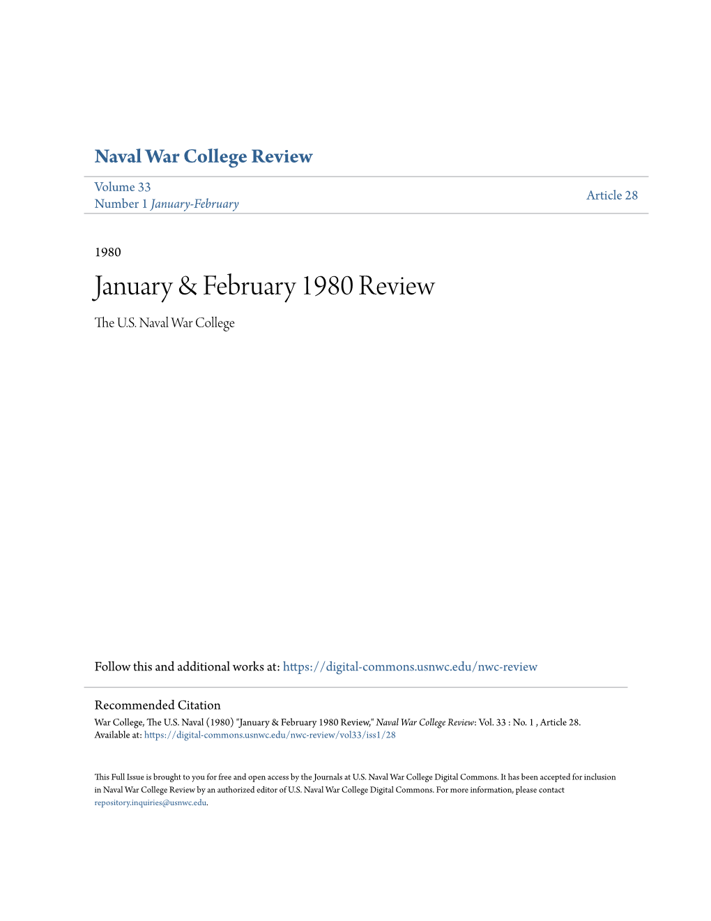 January & February 1980 Review