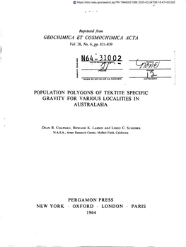 Population Polygons of Tektite Specific Gravity for Various Localities in Australasia