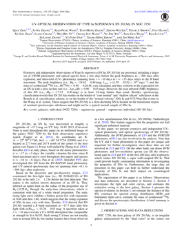 UV–OPTICAL OBSERVATION of TYPE Ia SUPERNOVA SN 2013Dy in NGC 7250 Qian Zhai1,2,3, Ju-Jia Zhang1,3, Xiao-Feng Wang4, Tian-Meng Zhang5, Zheng-Wei Liu6, Peter J