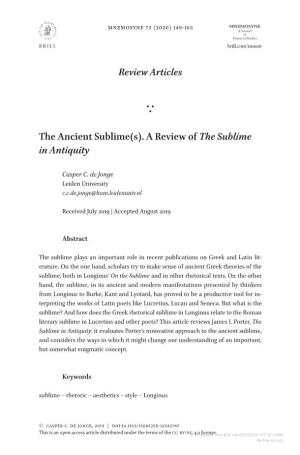 Review Articles the Ancient Sublime(S)