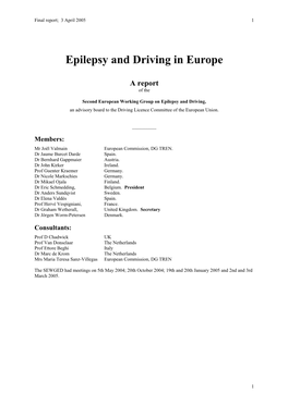 Epilepsy and Driving in Europe