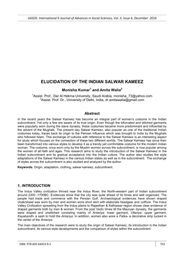 Elucidation of the Indian Salwar Kameez