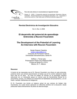 El Desarrollo Del Potencial De Aprendizaje Entrevista a Reuven Feuerstein