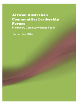 African Australian Communities Leadership Forum Preliminary Community Issues Paper