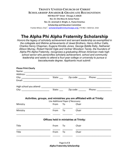 The Alpha Phi Alpha Fraternity Scholarship