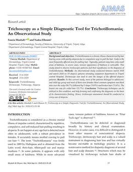 Trichoscopy As a Simple Diagnostic Tool for Trichotillomania; an Observational Study