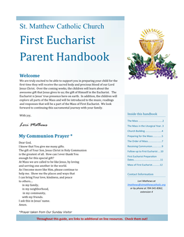 St. Matthew Catholic Church First Eucharist Parent Handbook