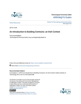 An Introduction to Building Contracts: an Irish Context